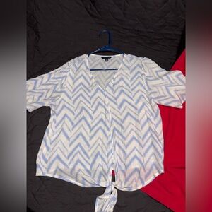 Tamara H. Blue and White Top Size Large